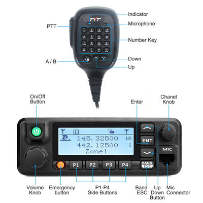1000 채널 디지털 모바일 라디오 VHF UHF 50W 고전력 워키 톡키 TYT MD-9600