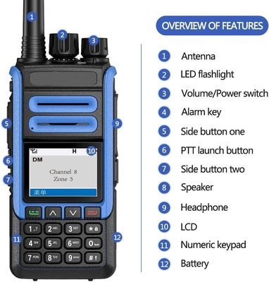 VHF 136-174MHz Tk-3207 UHF 400-470MHz BF-DR1802용 쌍방향 라디오 장거리 워키 토키
