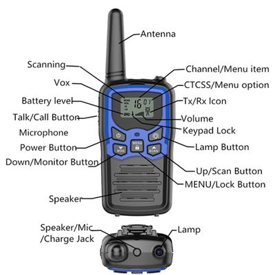 장거리 3-5km PMR/FRS/GMRS 휴대 전화와 워키 토키 장난감 및 10 개의 호출 음