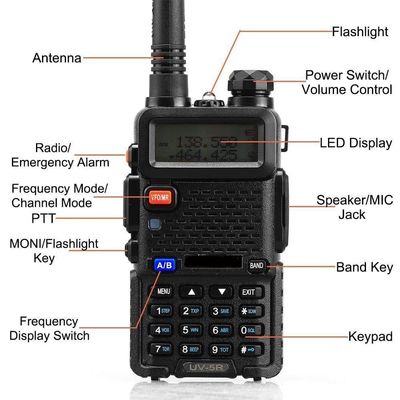 CE FCC RoHs 인증을 받은 휴대용 Bf UV-5R 레스토랑 인터콤용 두 대역 VHF UHF 라디오