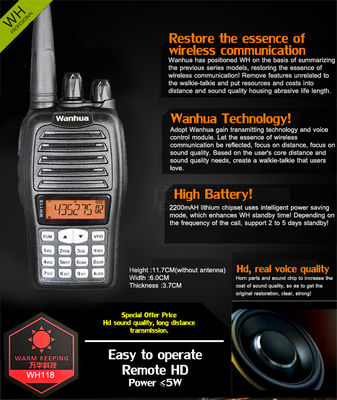 OEM 사용자 정의 워키 토키 타입 4G POC WH118 디지털 라디오 블랙 UHF VHF 프로페셔널