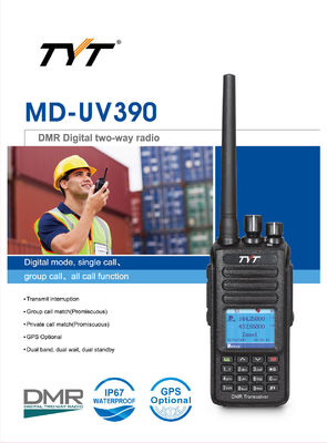 TYT MD-UV390 IP67 방수 DMR TDMA 듀얼 밴드 워키 토키 디지털 모바일 라디오