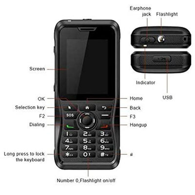 4G 네트워크 쌍방향 라디오 젤로 T310 견고한 4G Poc 휴대 전화 2.4 인치 작은 키보드