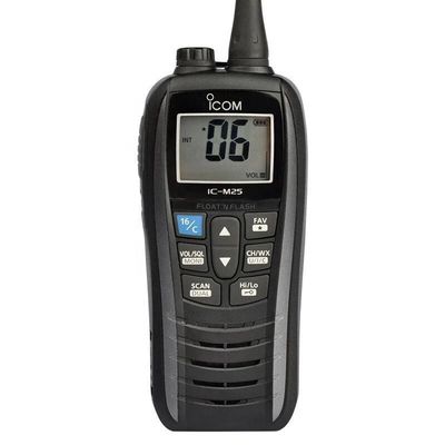 해양 IC-M25 휴대용 인터컴 워키 토키 5W 128 / 16 채널 방수 휴대용 검은색 2024