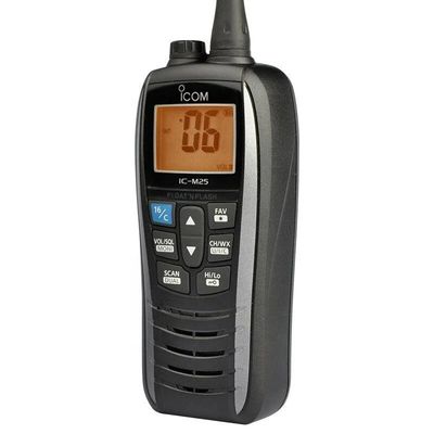 해양 IC-M25 휴대용 인터컴 워키 토키 5W 128 / 16 채널 방수 휴대용 검은색 2024