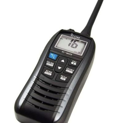 해양 IC-M25 휴대용 인터컴 워키 토키 5W 128 / 16 채널 방수 휴대용 검은색 2024