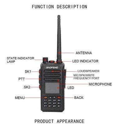 DMR VHF/UHF Baofeng DM-1801 디지털 신호 인터콤용 휴대용 듀얼 밴드 워키 토키