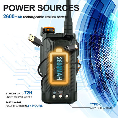 장거리 풀 밴드 UV-K6 타입 C 충전 워키 토키 1400MAH 표준 배터리