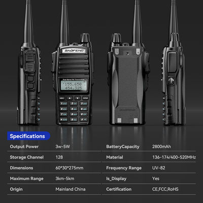 파키스탄용 바오펜 UV82 VHF UHF 휴대용 라디오 PTT 5km 장거리 통신