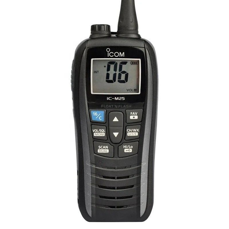 해양 IC-M25 휴대용 인터컴 워키 토키 5W 128 / 16 채널 방수 휴대용 검은색 2024